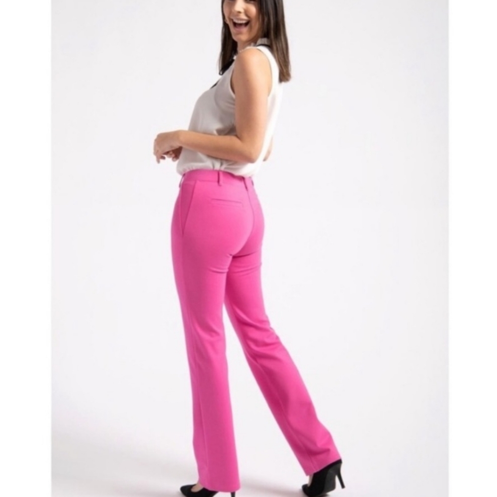 Betabrand classic dress pants straight leg pink yoga pant high rise gumd…